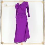 社交ダンス 衣装 ジャンティ gentil ラテン ドレス ワンピース 紫 無地 伸縮 日本製 ストレッチ パーティドレス 発表会 デモ リメイク パープル系 大人っぽい 踊りやすい スタイリッシュ ダンスウェア