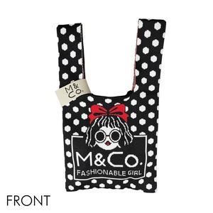 ニットバッグ 表裏柄違い リボンガール ブラック（Knit Bag Different pattern）