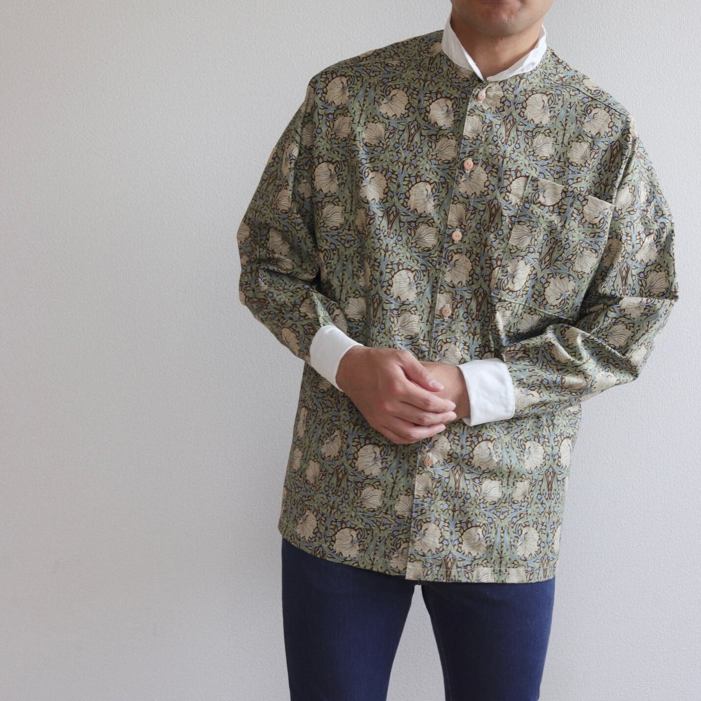 Men’s モリスで彩るシャツ/ピンパーネル生地/お揃い服