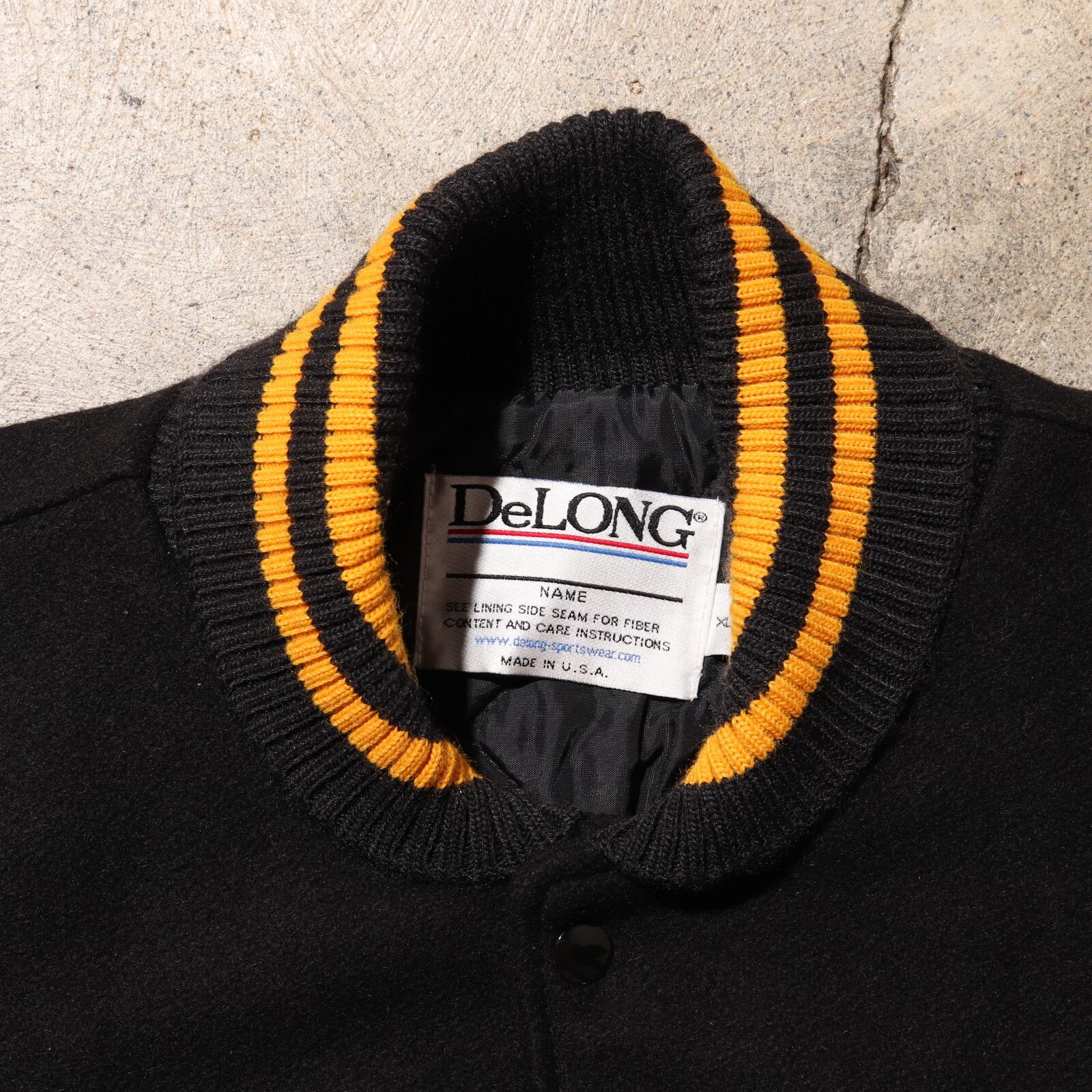 美品 XL USA 80s 90s DeLONG カウレザー ウール スタジャン デロング 