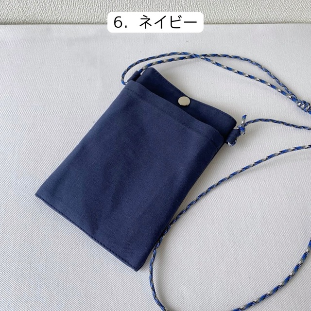 【全6色】外ポケット付きスマホショルダー／倉敷帆布11号【受注製作】