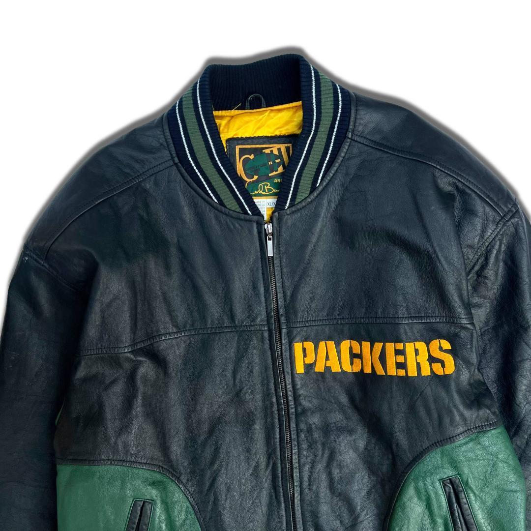 90s GⅢ NFL レザージャケット XL ブラック グリーンベイ・パッカーズ ...