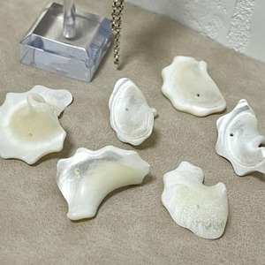 【2個】大ぶり変形シェルスペーサー/チャーム/ビーズ/貝