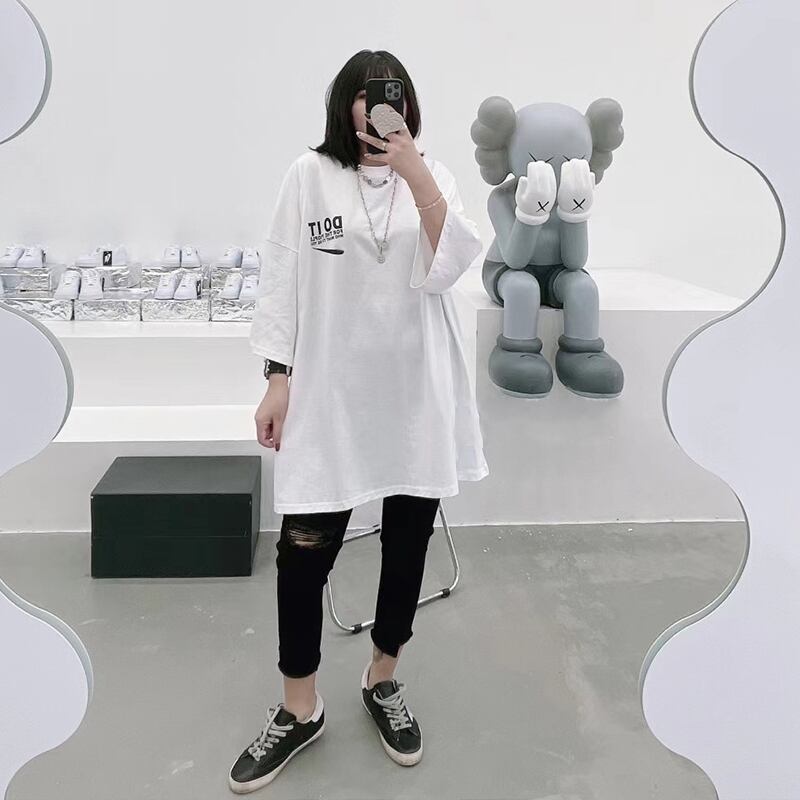 スプリングサマートップス ラウンドネックルーズTシャツ カジュアルスタイル 大きめサイズ 春物 夏物 Oネック ミックスインファッション74334757280