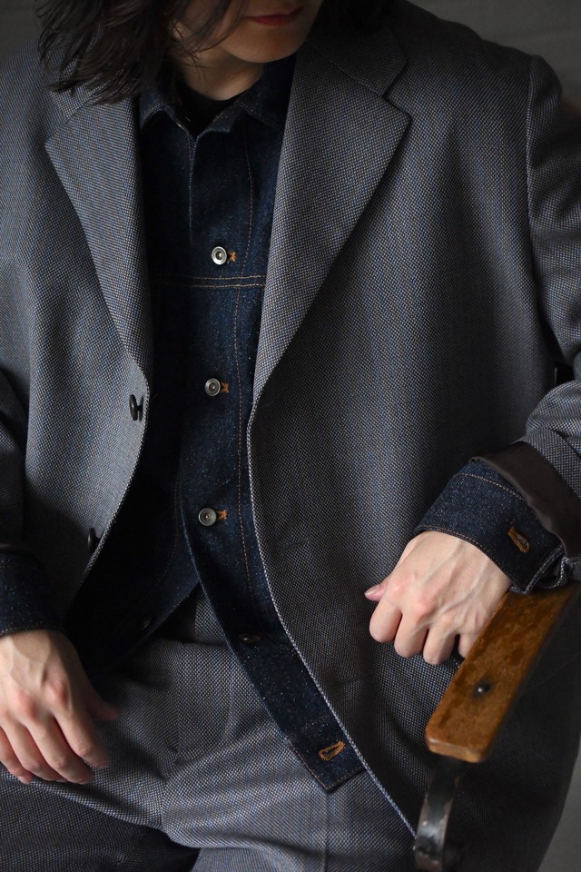 Cale / Cotton Silk Denim Jacket (Blue)