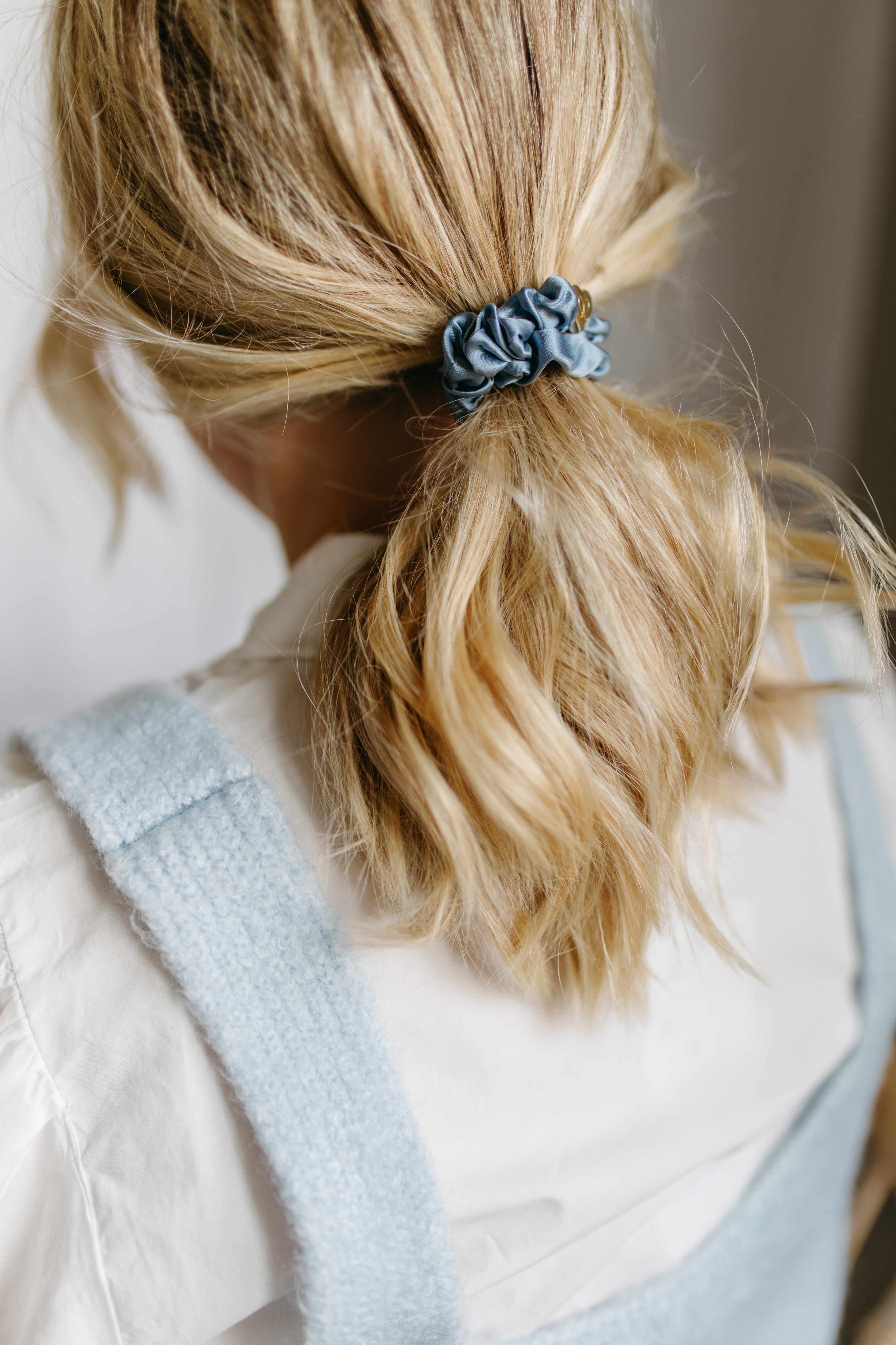 Gold Heart Silk Scrunchie Faded Denim_S-1-100