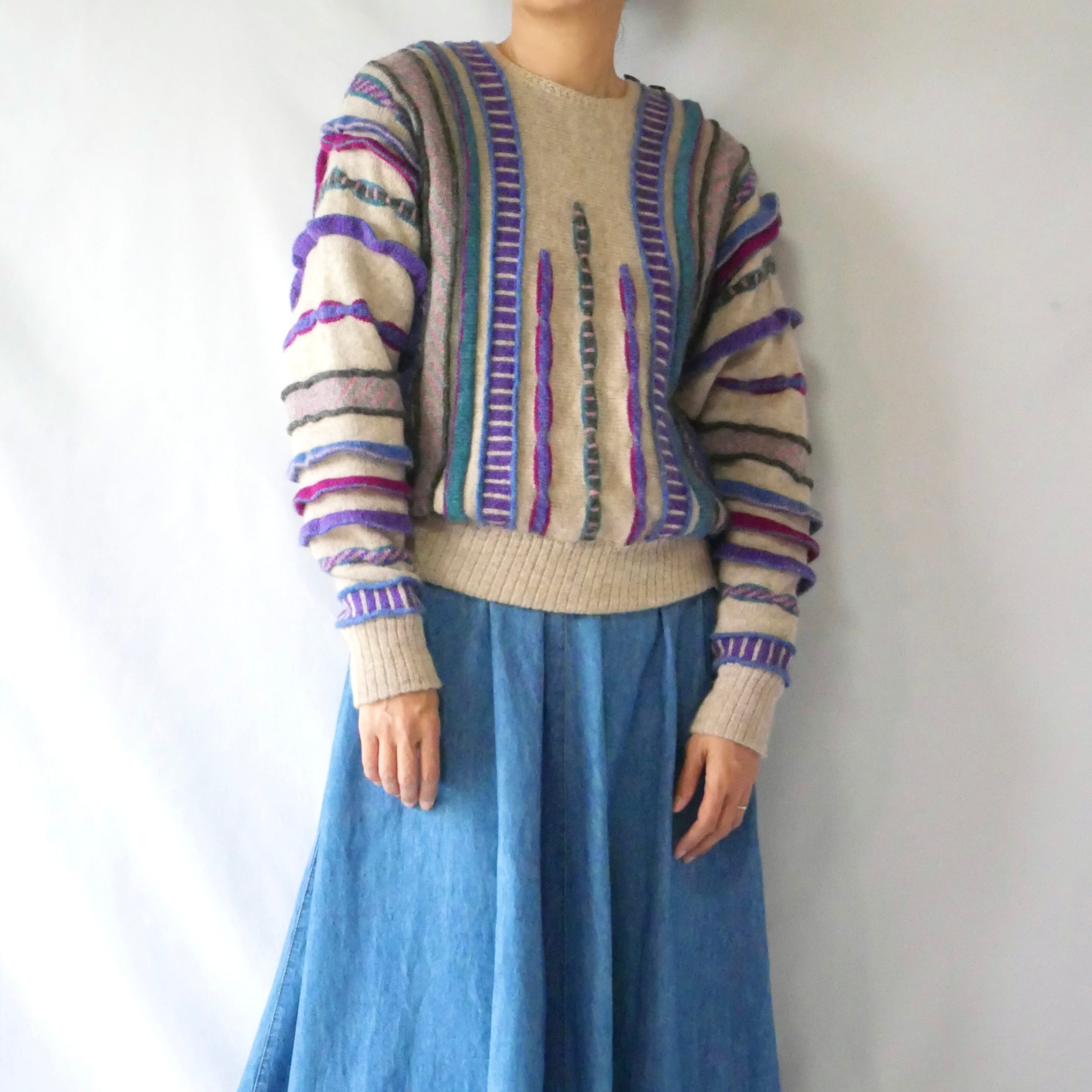 80s vintage madein Scotland nordstrom 3D knit 80年代 ヴィンテージ