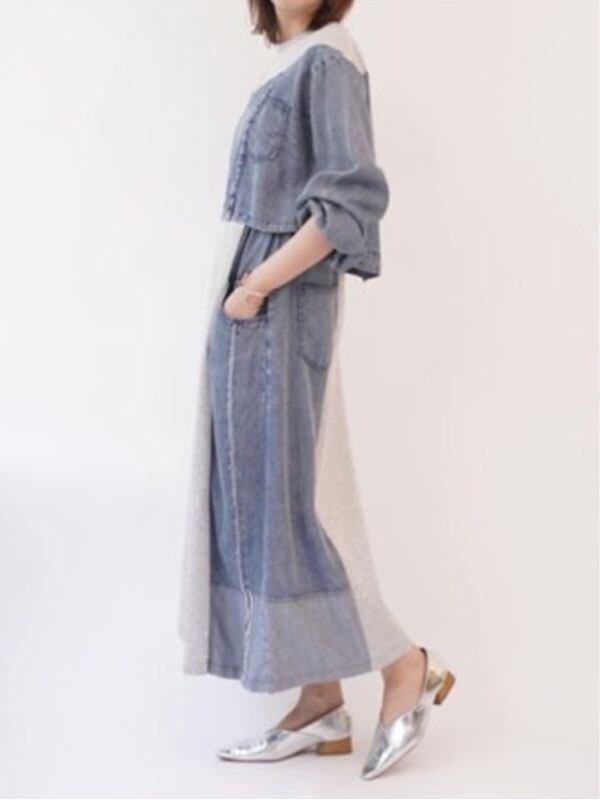 33℃　dn601308　テンセルデニム✕カット切替op