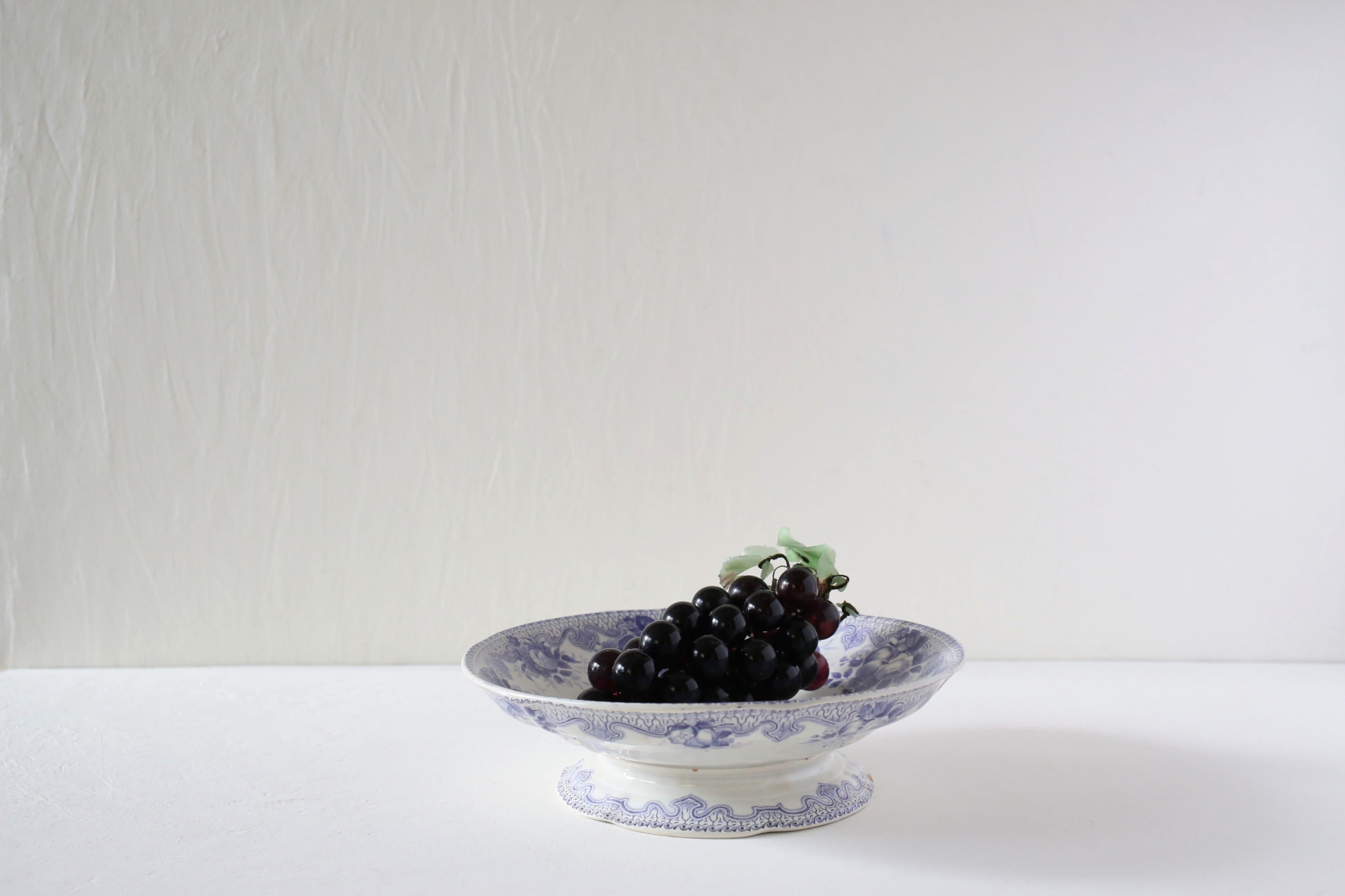 フランス アンティーク Creil et Montrereau クレイユモントロー L.M.&Cie刻印 低いコンポティエ パープル N-06986
