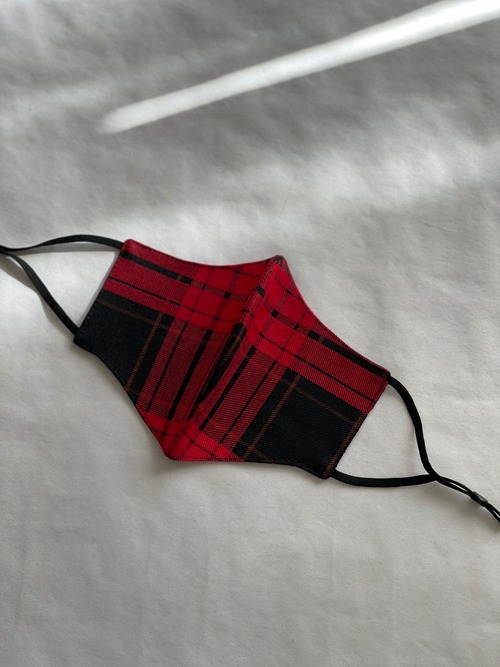 赤タータンチェック(from Italy)マスク