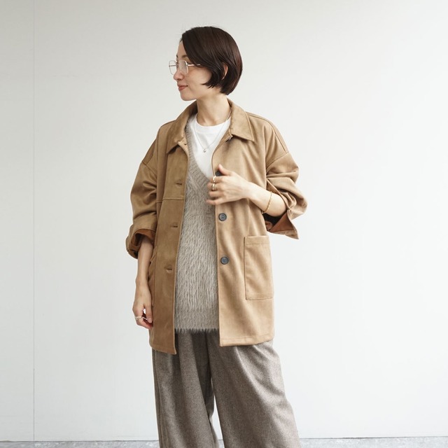 ソフトスエードシャツアウター