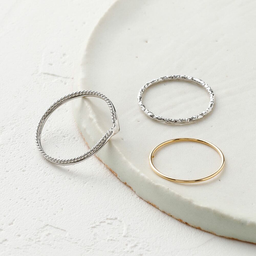 コーディネートリング 11号 指輪 重ね付け セットリング ゴールド シルバー 日本製 Ar 0176 Cocoski Japan