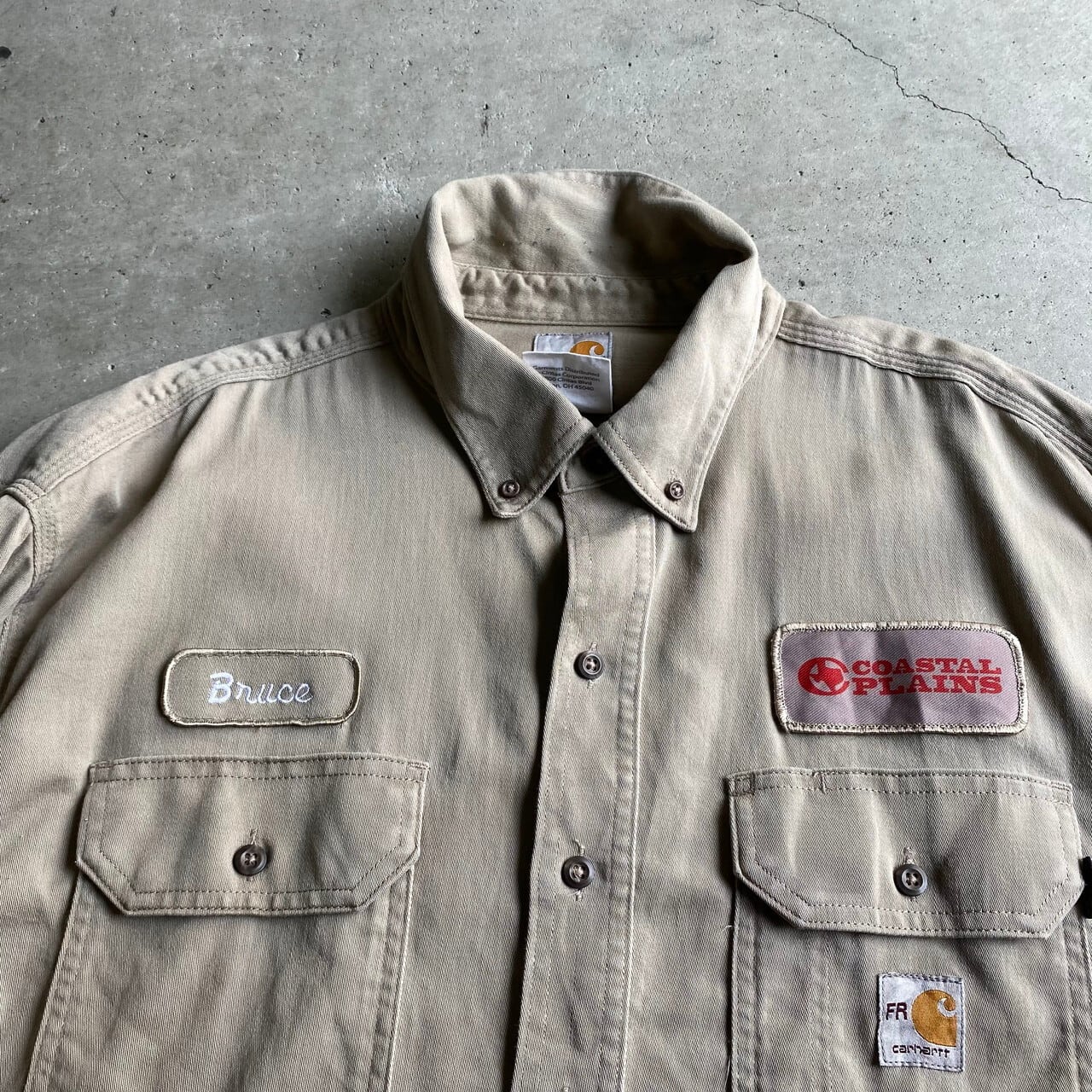 ビッグサイズ Carhartt カーハート FR 企業ロゴ ワッペン ボタン ビッグサイズ Carhartt カーハート FR 企業ロゴ ワッペン ボタン