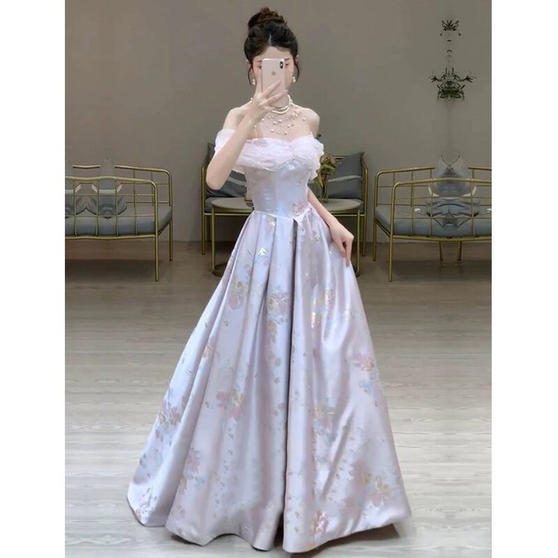 Lady's coco ロングドレス キャバドレス オフショルダー フレンチエレガント ロングドレス 大人可愛い パーティー 誕生日 結婚式 披露宴 LW2-CY11183