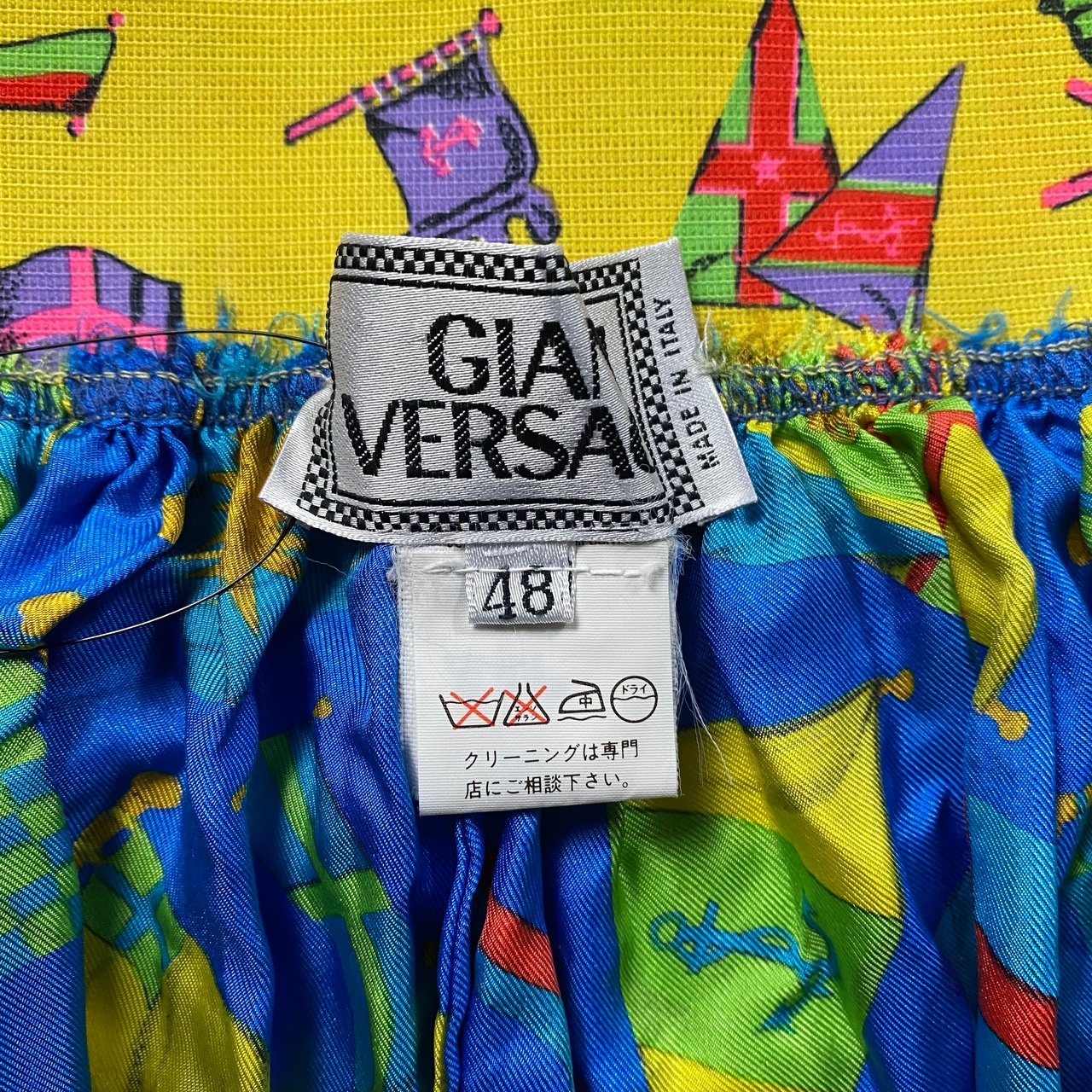 GIANNI VERSACE scarf pattern silk rib pants