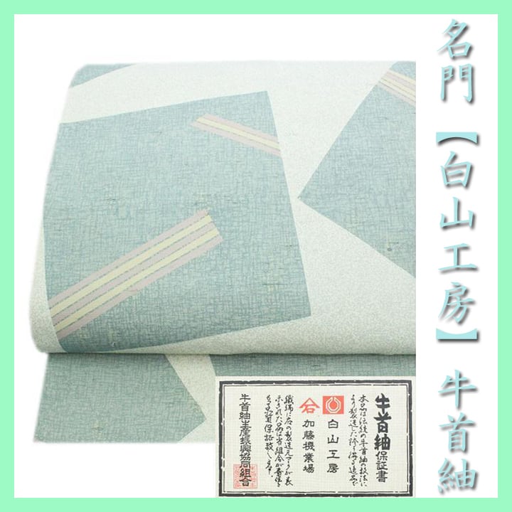 爽やかな【牛首紬】 『手織り&全通柄』 大人のエレガントスタイルに 美品の袋帯 〈銀座 一凛〉