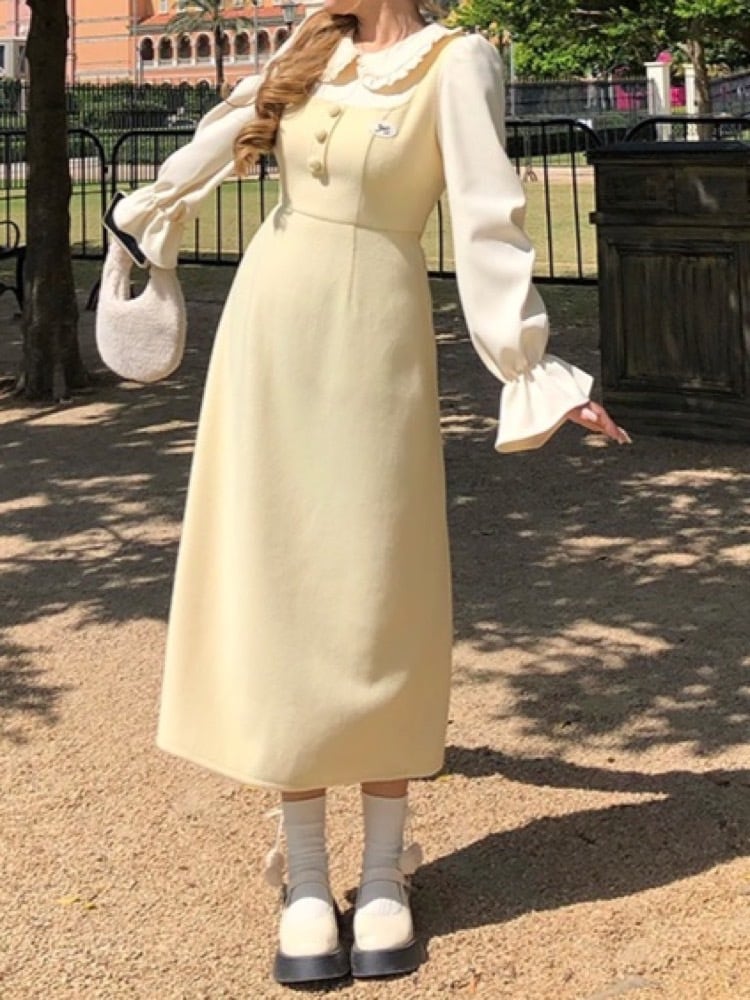 丈が選べる♡ 乙女心くすぐる フレンチガーリーワンピ カジュアルフェミニン デート 楽ちんおしゃれ スタイルアップ サイズ 韓国 CH10533