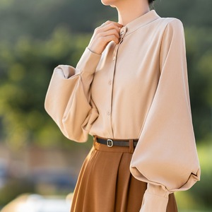 スタンドカラーランタンスリーブシャツ 3color A00741