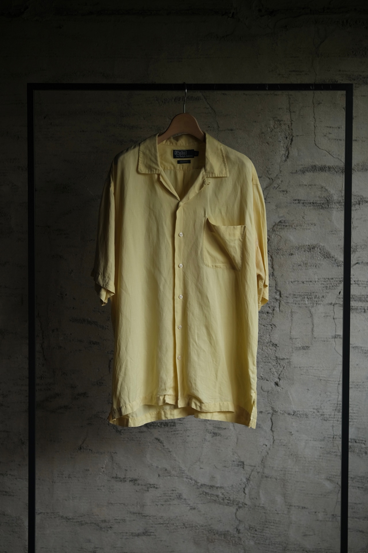 OK/90's "Polo by Ralph Lauren" CALDWELL silk linen open collar shirt/yellow