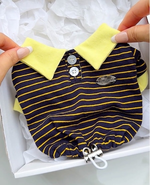 予約【buyalldog】TUNE String Polo Crop Collar Tee (Navy)