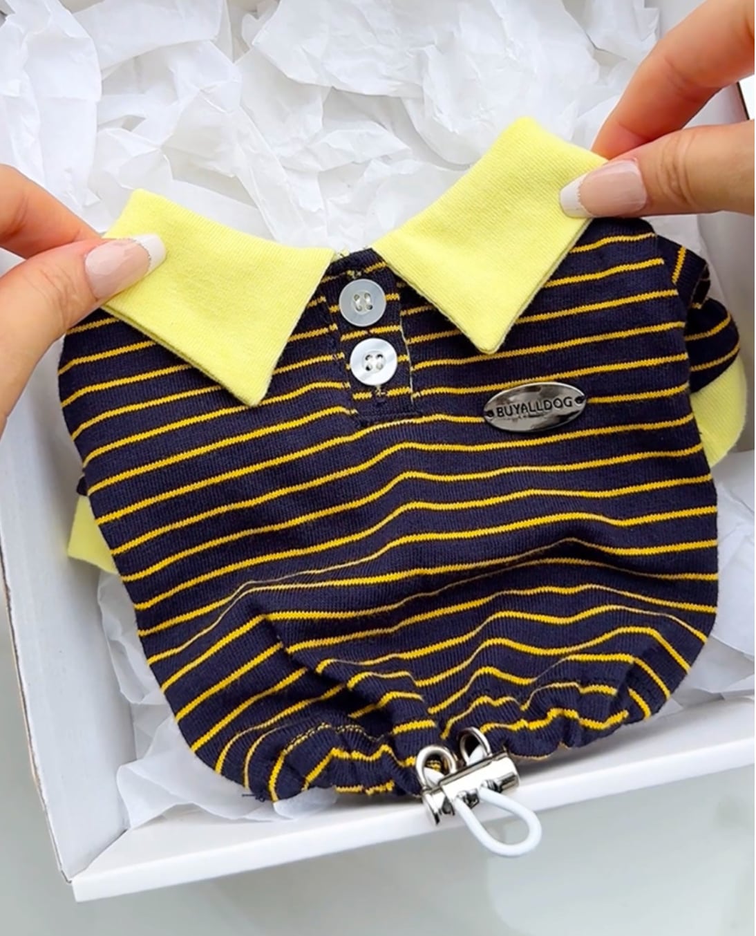 予約【buyalldog】TUNE String Polo Crop Collar Tee (Navy)