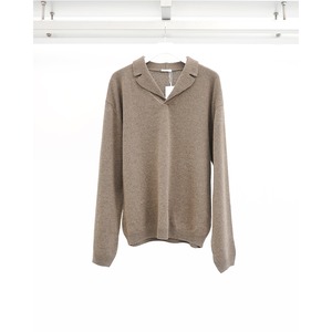 [Blanc YM] (ブランワイエム) BL-26A-WOCKS Wool Open Collar Knit Shirts (Brown)