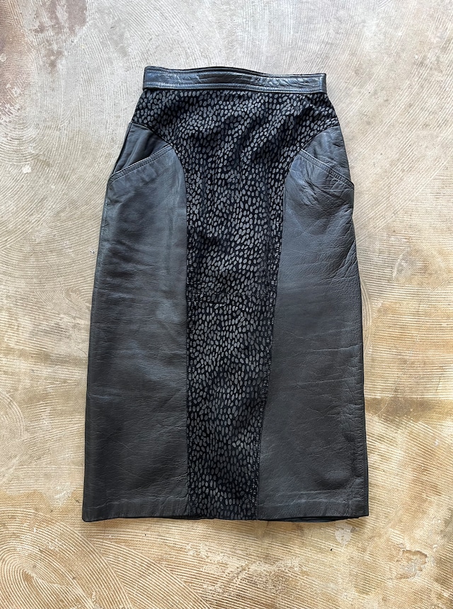 leather block skirt