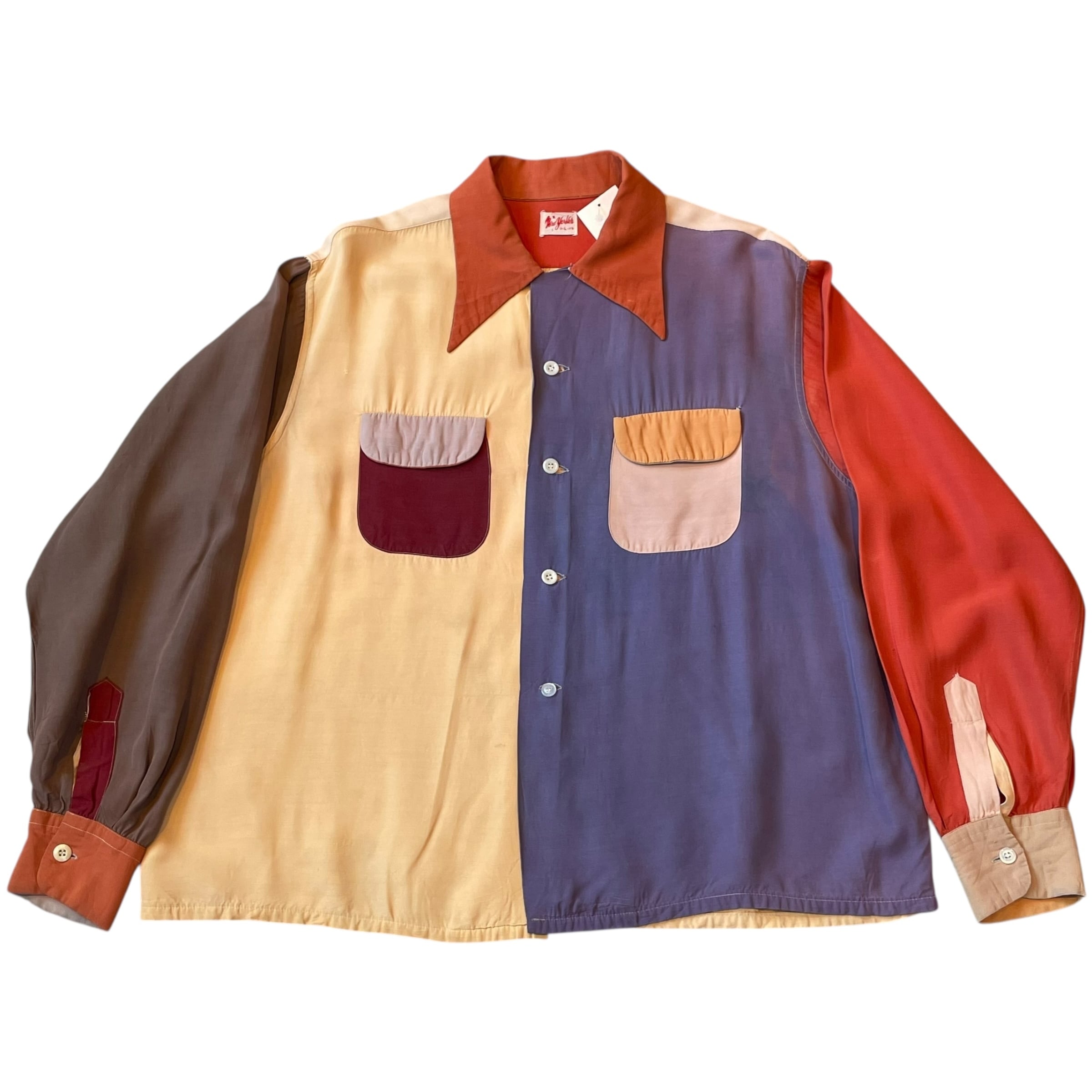 Special!!! 1940s New yoker "Crazy pattern" Rayon L/S shirt