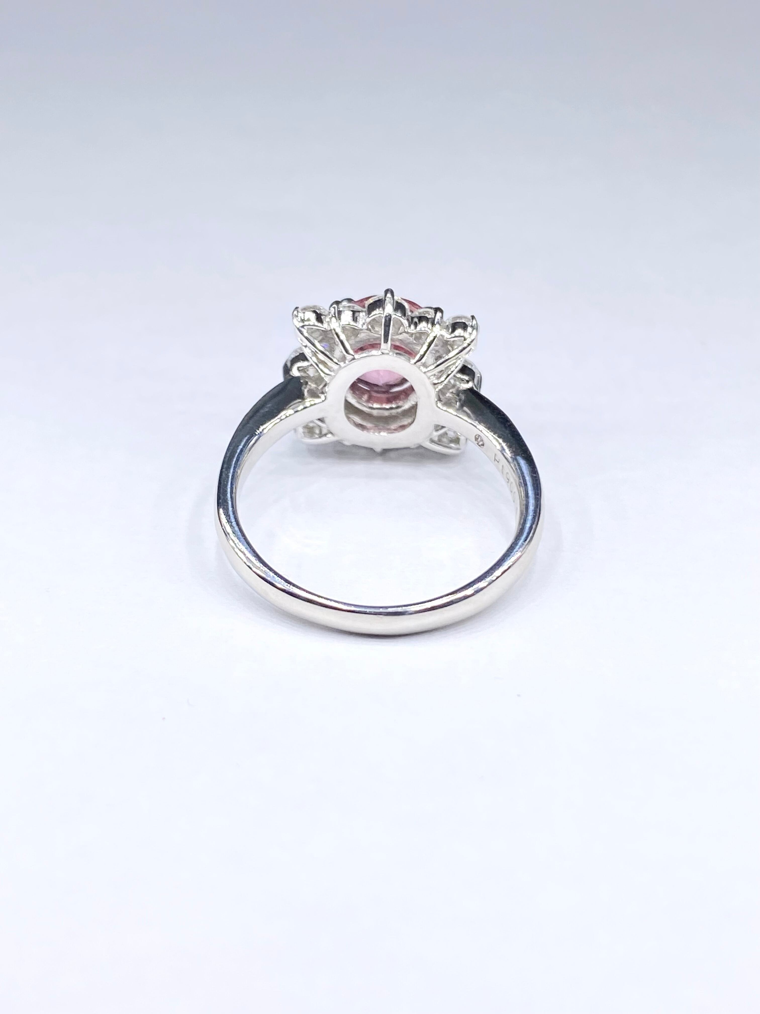 パパラチアサファイア 1.67ct / ダイヤモンド 計0.76ct Pt900 リング