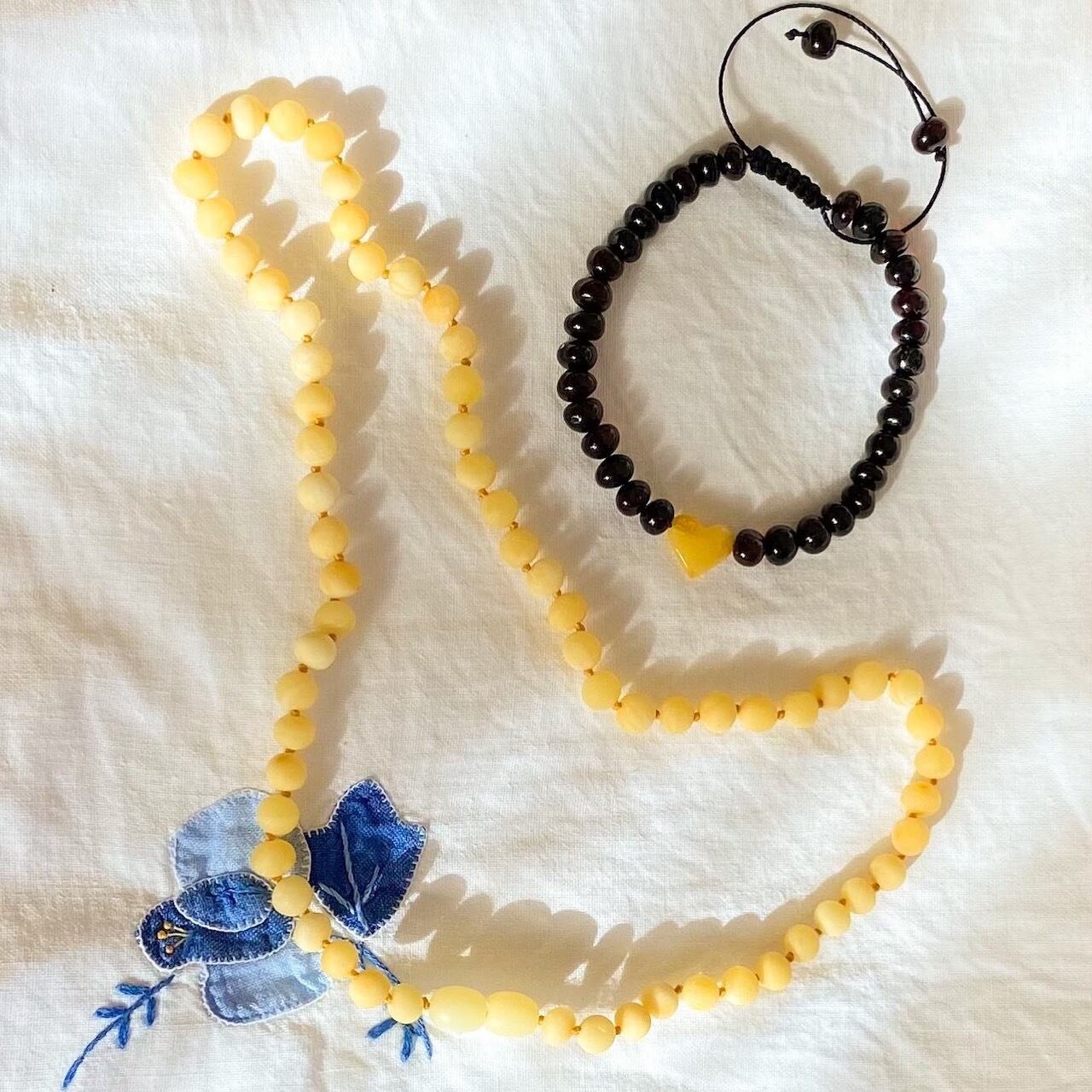 天然琥珀ネックレス バタースコッチカラー バロックアンバー | Heart