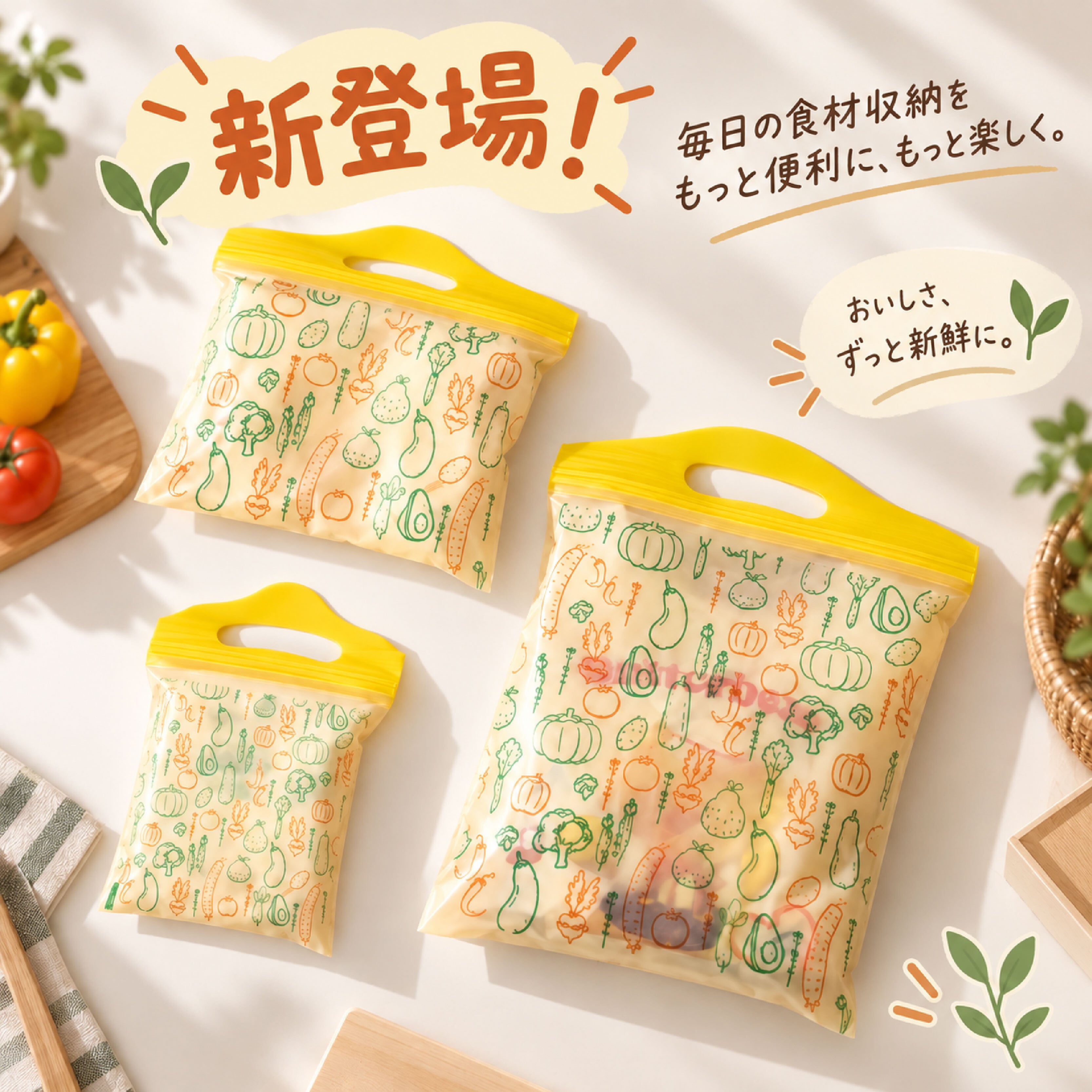 HY 210 . 保存袋 ロング＆大容量 野菜保管袋 密封保存 冷凍OK 加厚設計
