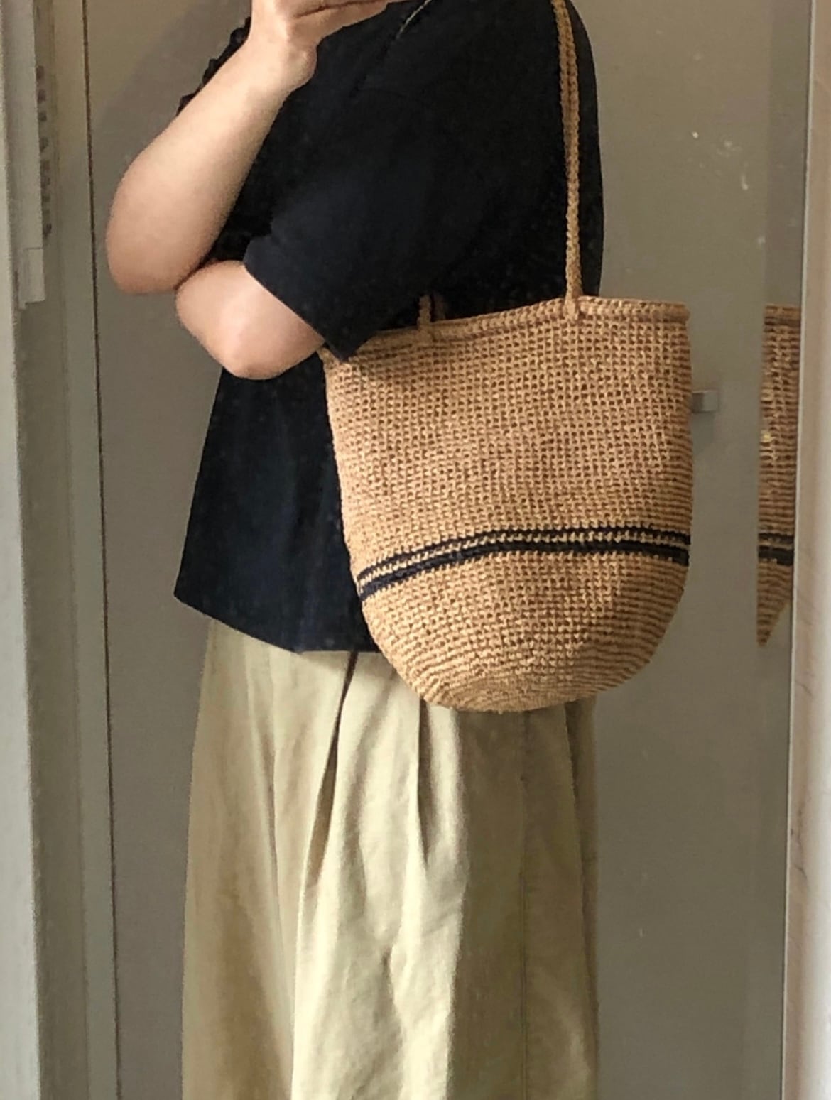ラフィアかごトートバック 丸底 | nikkori made