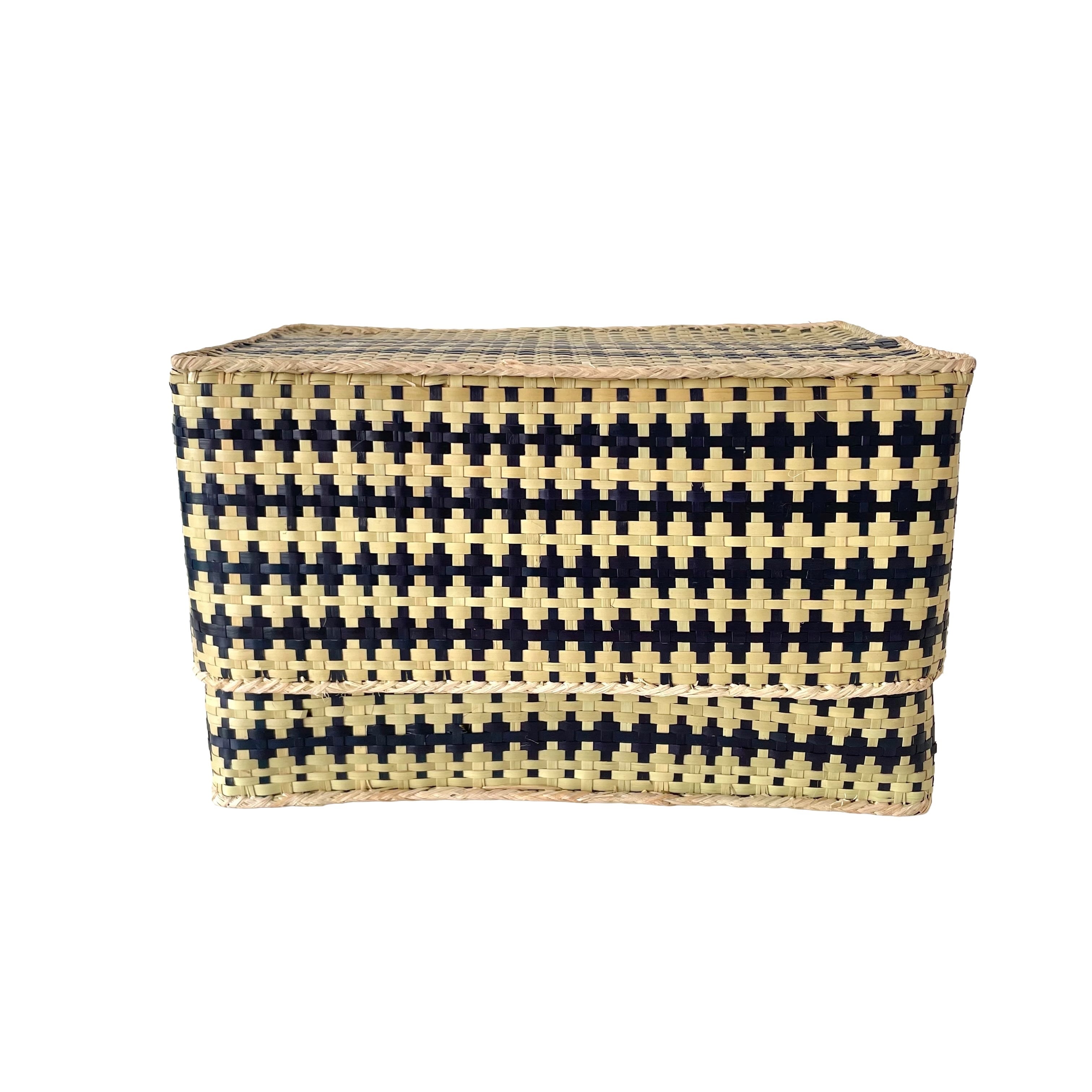 バスケット❀✿作家 Rectangular colourful basket LL w40cm×30cm×h24cm四角カラフル蓋付き