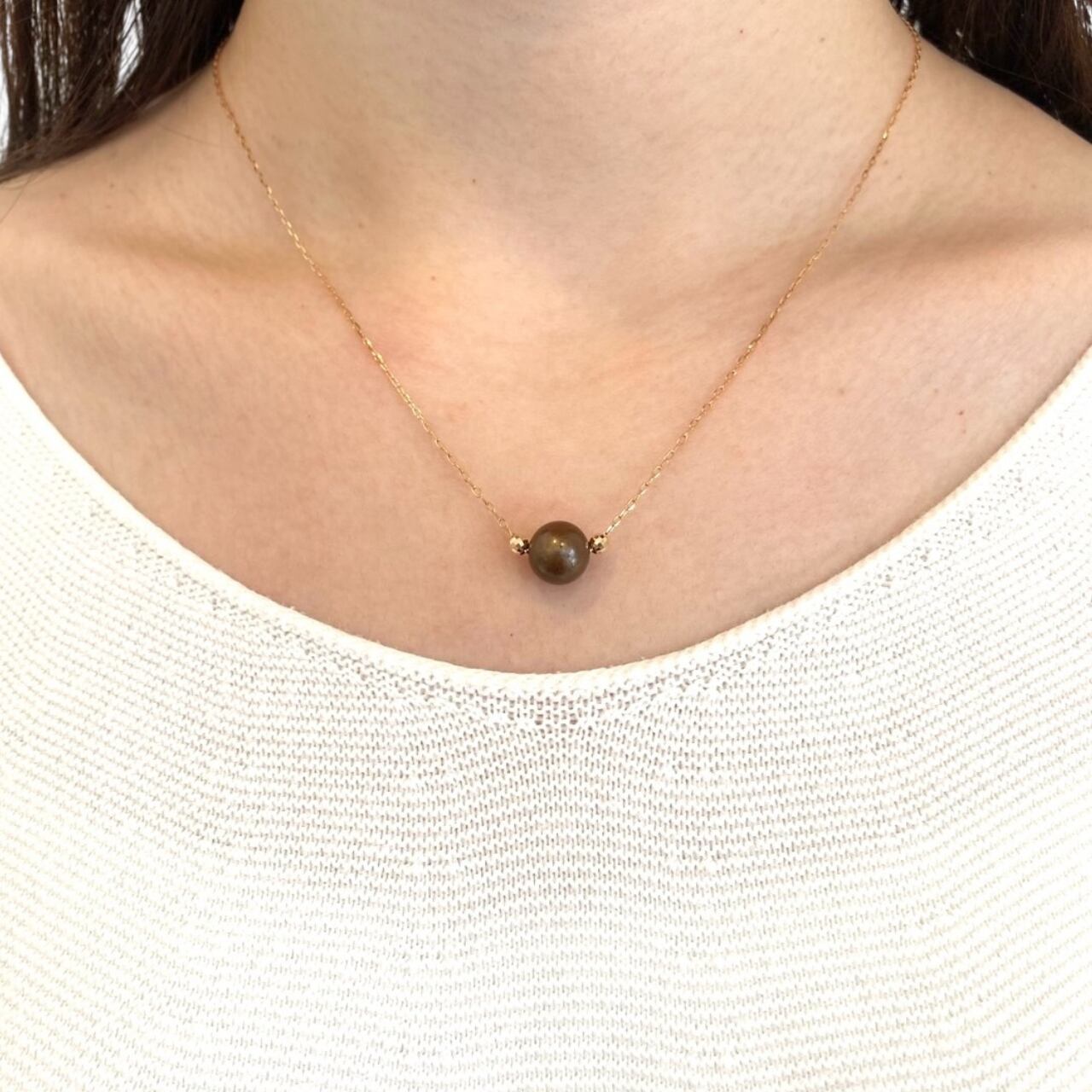 ショコラカラー淡水パール ネックレス K18ピンクゴールド スライド