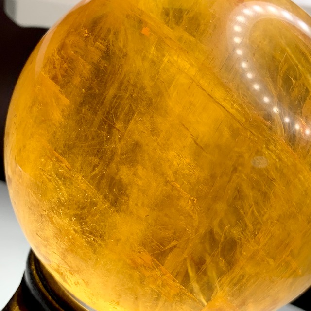 大玉✩蜂蜜の様な色合い♪ギラギラディープゴールデンカルサイトスフィア