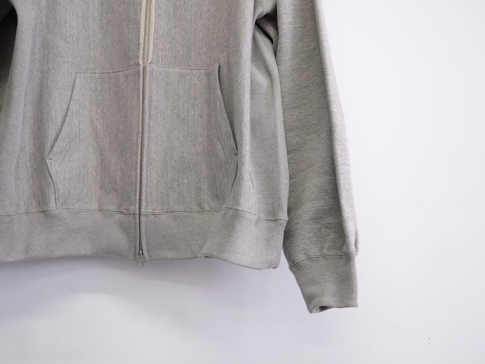 ULTERIOR” FADED SILKY TERRY RW ZIP UP PARKA STONE GRAY”” | Lapel