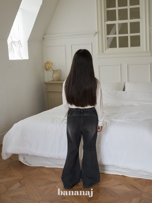 【Banana J】トランペットデニムパンツ ブラック 80〜130cm 241112