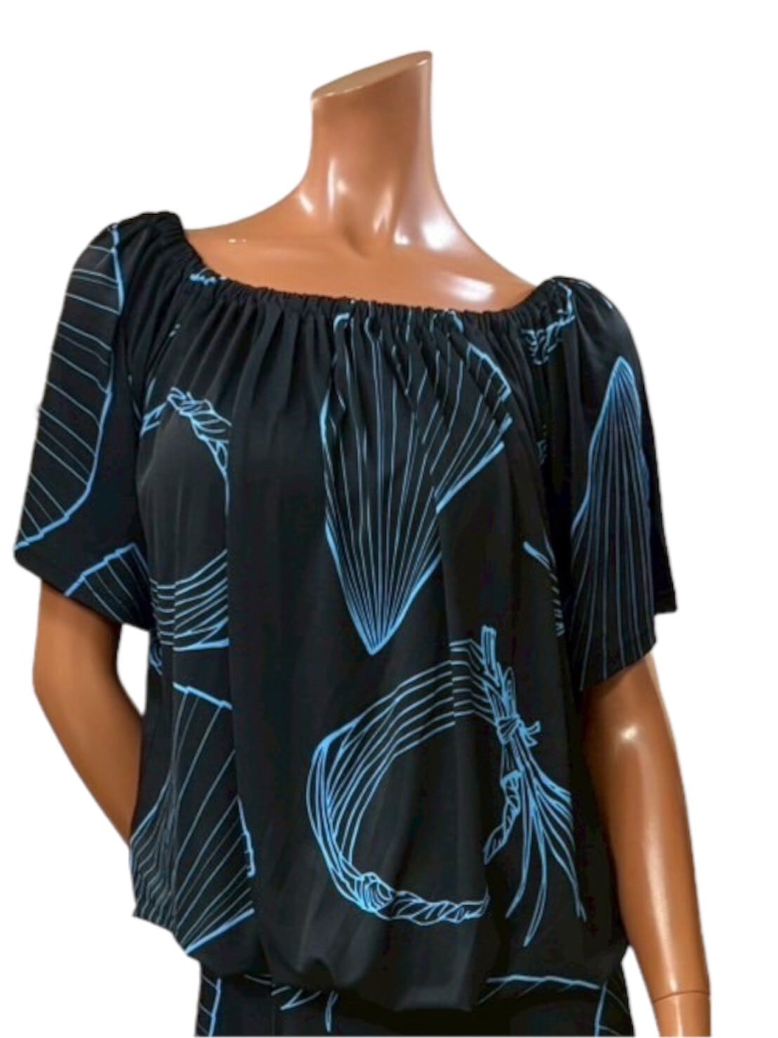 NEWアイテム!KawaiiTops クパ柄 ブラック×シアンブルー