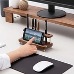 ペンホルダー スマホ タブレット スタンド 木製 多機能 デスクアクセサリー