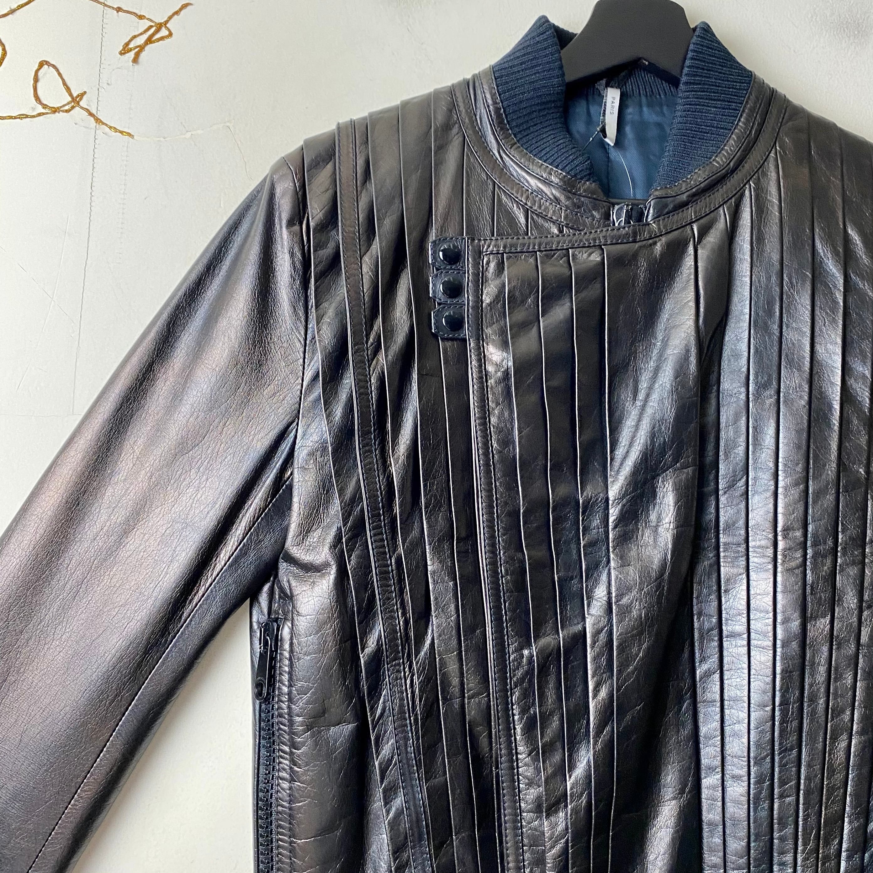 2009SS DIOR HOMME pleats design metallic leather leather riders