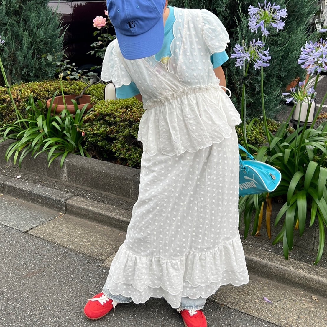 ドットシアーフリルデザインワンピース_LN02191