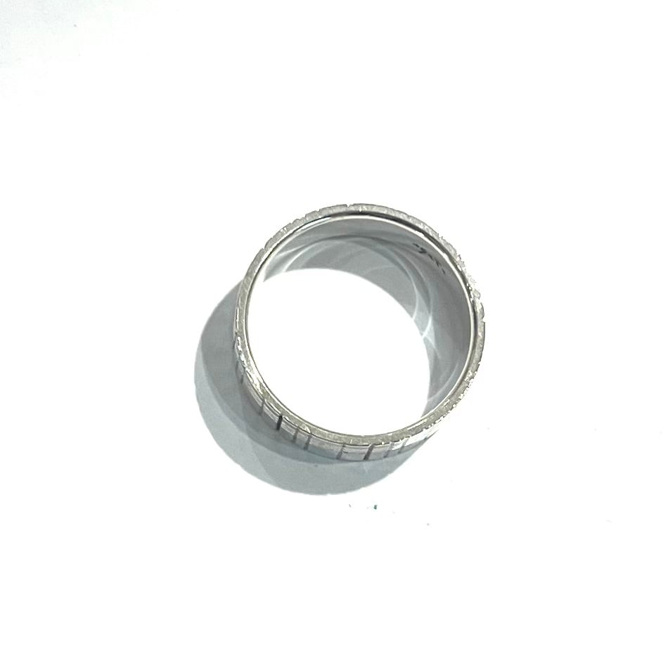agete】【11号】2215 日本ブランド チェック柄ワイド シルバーリング