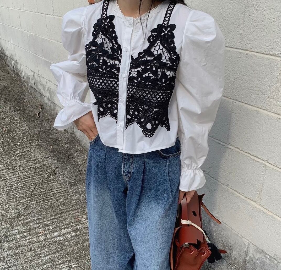 レースドッキングブラウス / 2color