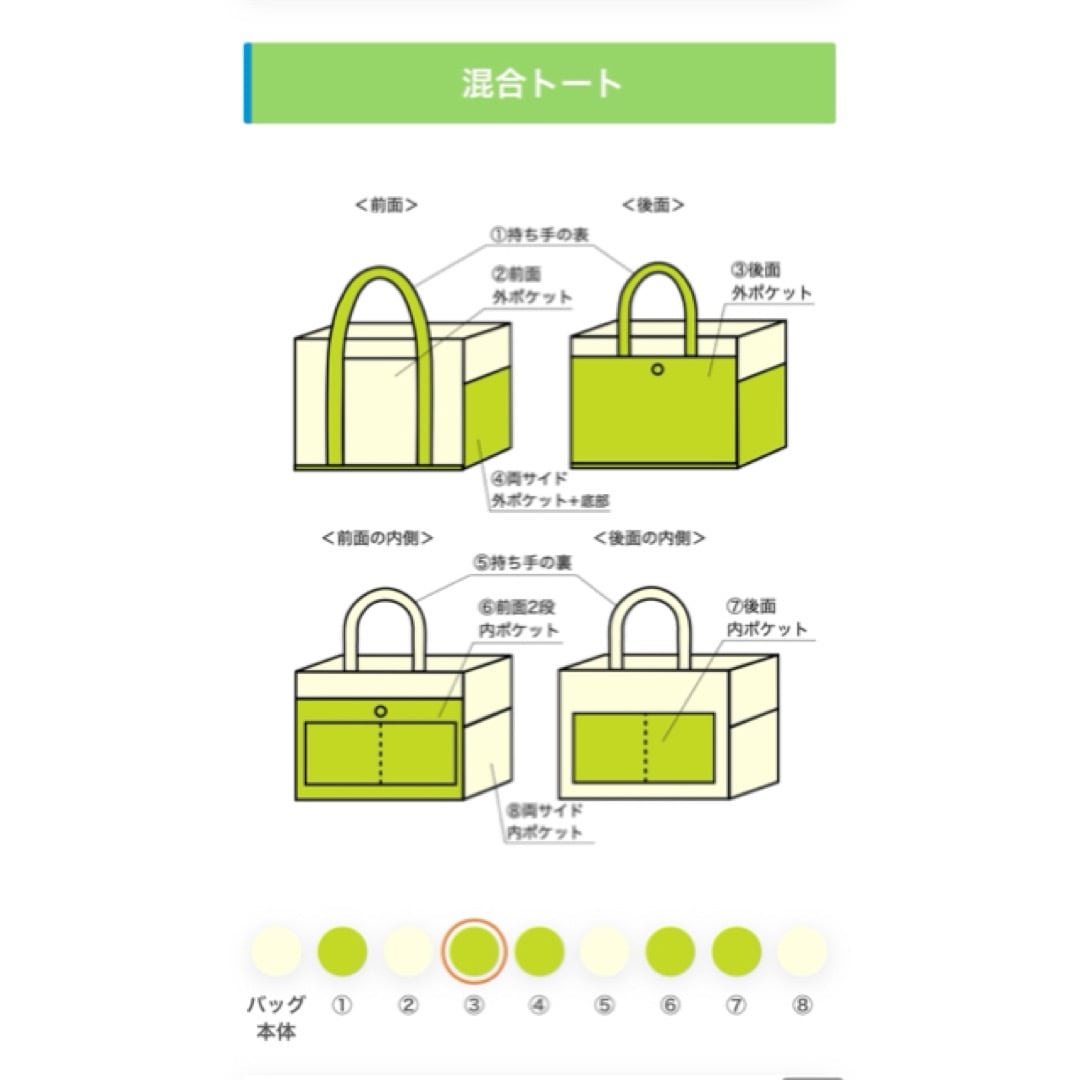 軽いボックストート」通勤サイズ「生成り×ヒワグリーン」／倉敷帆布 8