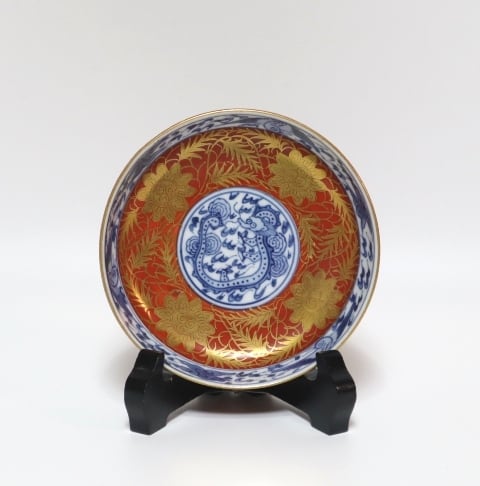 古伊万里染付 花実紋足付四方手塩皿 14客 | 賢祥堂 うつわ店