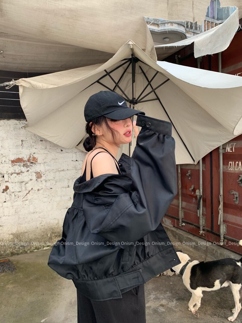 スタンダードジャケット プリーツルーズジッパーショートスプリングレディース レトロ 春物 ビッグFスモールZ韓国66555642003