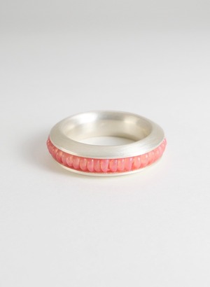 Recycled Glass Bead Ring /Pink