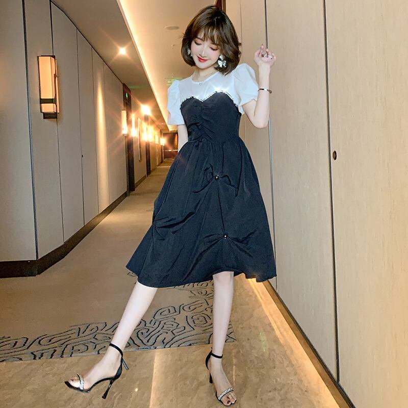 カラーウェストドレス オータム 秋物 ステッチ MIUCO34848070590