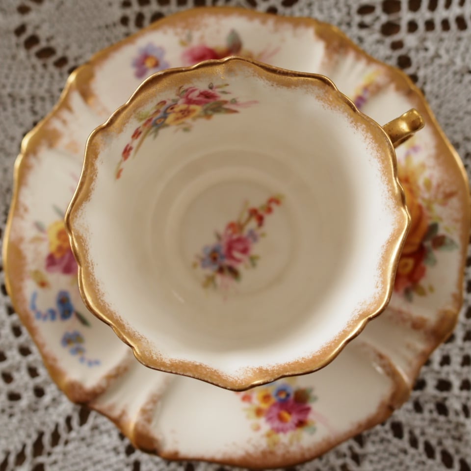 美品 英国Hammersley ハマースレイ ドレスデンスプレイ 手描きフラワー