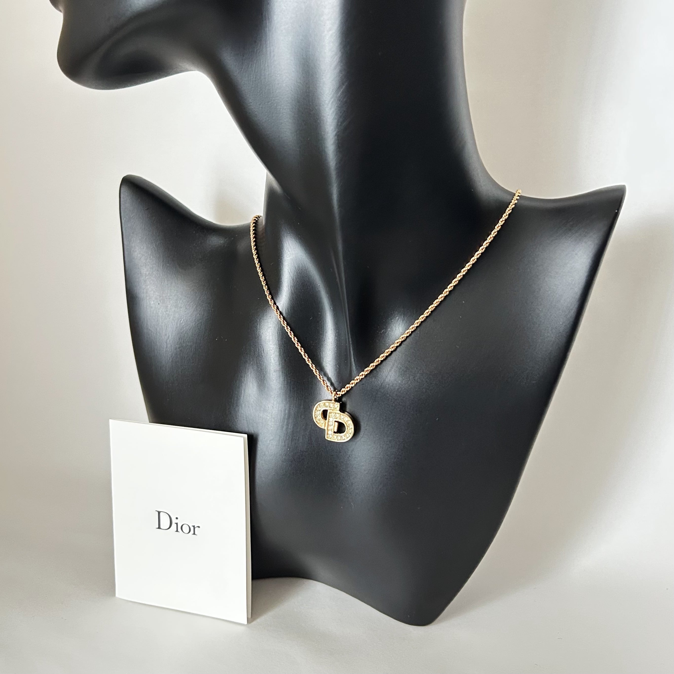 N8006】Christian Dior logo rhinestone necklace/クリスチャン